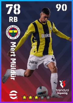 Mert Muldur eFootball 2026 player card — 78 OVR RB
