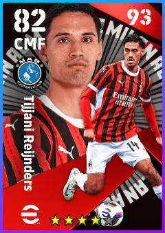 Tijjani Reijnders eFootball 2026 player card — 82 OVR CMF