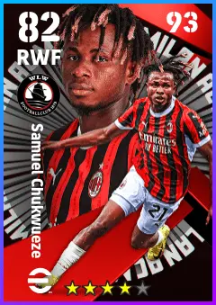 Samuel Chukwueze eFootball 2026 player card — 82 OVR RWF