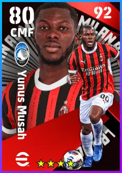 Yunus Musah eFootball 2026 player card — 80 OVR CMF
