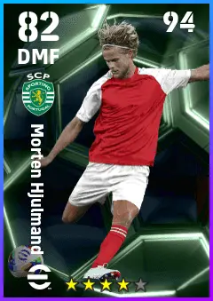 Morten Hjulmand eFootball 2026 player card — 82 OVR DMF
