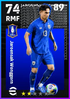 Jaroensak Wonggorn eFootball 2026 player card — 74 OVR RMF