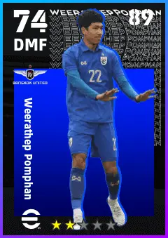 Weerathep Pomphan eFootball 2026 player card — 74 OVR DMF