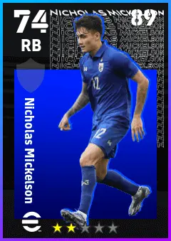 Nicholas Mickelson eFootball 2026 player card — 74 OVR RB