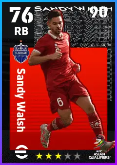 Sandy Walsh eFootball 2026 player card — 76 OVR RB