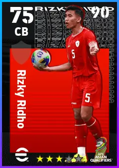 Rizky Ridho eFootball 2026 player card — 75 OVR CB
