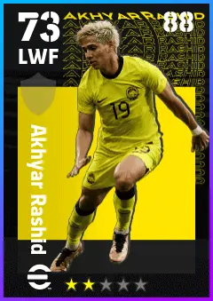 Akhyar Rashid eFootball 2026 player card — 73 OVR LWF