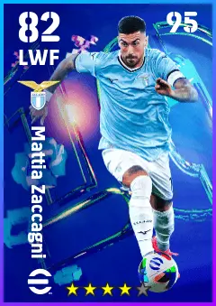 Mattia Zaccagni eFootball 2026 player card — 82 OVR LWF