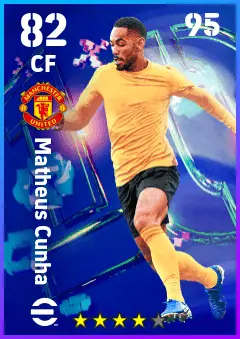 Matheus Cunha eFootball 2026 player card — 82 OVR CF