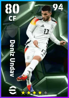 Deniz Undav eFootball 2026 player card — 80 OVR CF