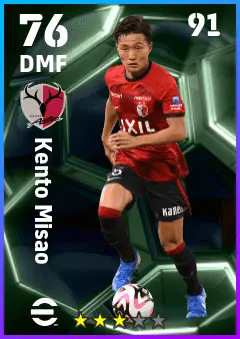 Kento Misao eFootball 2026 player card — 76 OVR DMF