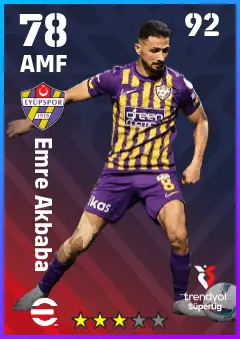 Emre Akbaba eFootball 2026 player card — 78 OVR AMF