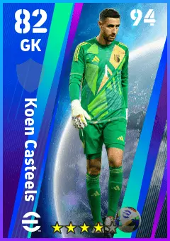 Koen Casteels eFootball 2026 player card — 82 OVR GK