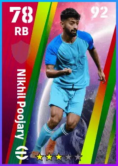 Nikhil Poojary eFootball 2026 player card — 78 OVR RB