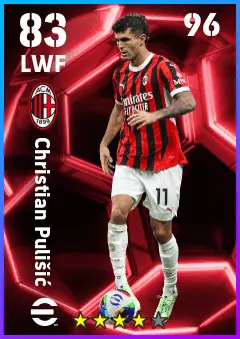 Christian Pulisic eFootball 2026 player card — 83 OVR LWF