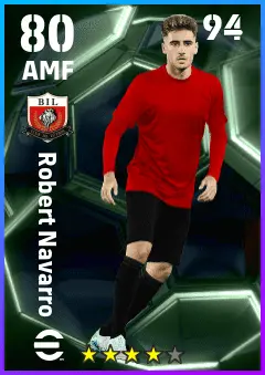 Robert Navarro eFootball 2026 player card — 80 OVR AMF