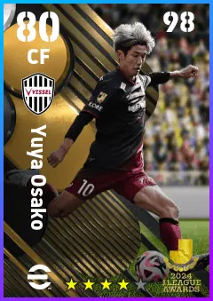 Yuya Osako eFootball 2026 player card — 80 OVR CF