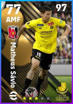 Matheus Savio eFootball 2026 player card — 77 OVR AMF