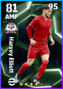 Harvey Elliott eFootball 2026 player card — 81 OVR AMF