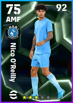 Nico O Reilly eFootball 2026 player card — 75 OVR AMF