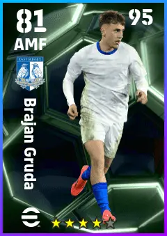 Brajan Gruda eFootball 2026 player card — 81 OVR AMF