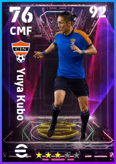 Yuya Kubo eFootball 2026 player card — 76 OVR CMF