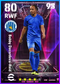 Bobby Decordova-Reid eFootball 2026 player card — 80 OVR RWF