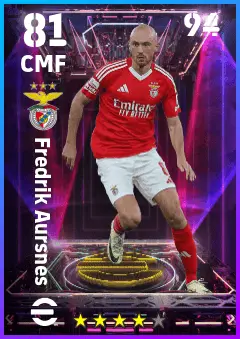 Fredrik Aursnes eFootball 2026 player card — 81 OVR CMF
