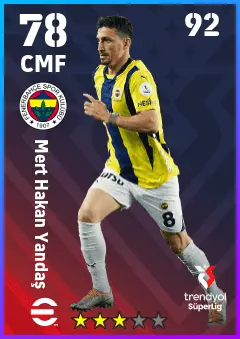 Mert Hakan Yandas eFootball 2026 player card — 78 OVR CMF