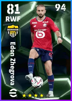 Edon Zhegrova eFootball 2026 player card — 81 OVR RWF