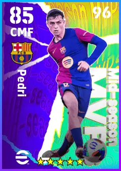 Pedri eFootball 2026 player card — 85 OVR CMF