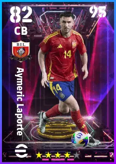 Aymeric Laporte eFootball 2026 player card — 82 OVR CB