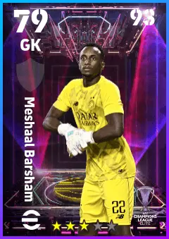 Meshaal Barsham eFootball 2026 player card — 79 OVR GK