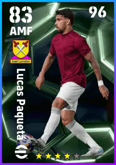 Lucas Paqueta eFootball 2026 player card — 83 OVR AMF