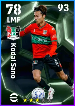 Kodai Sano eFootball 2026 player card — 78 OVR LMF