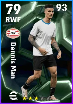 Dennis Man eFootball 2026 player card — 79 OVR RWF