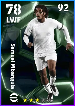 Samuel Mbangula eFootball 2026 player card — 78 OVR LWF
