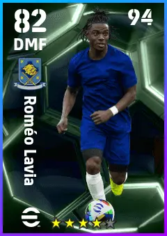 Romeo Lavia eFootball 2026 player card — 82 OVR DMF