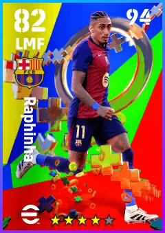 Raphinha eFootball 2026 player card — 82 OVR LMF