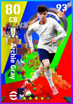 Archie Gray eFootball 2026 player card — 80 OVR CB