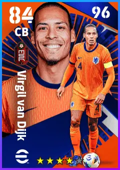 Virgil van Dijk eFootball 2026 player card — 84 OVR CB