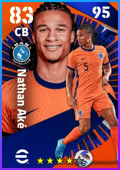 Nathan Ake eFootball 2026 player card — 83 OVR CB
