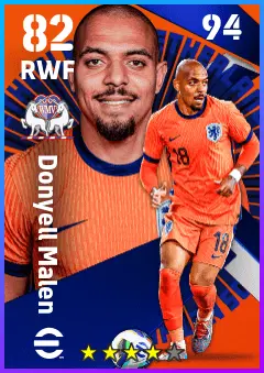Donyell Malen eFootball 2026 player card — 82 OVR RWF