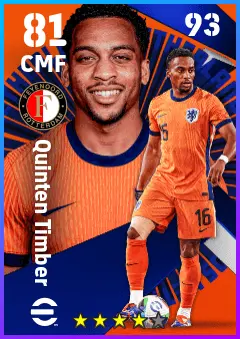 Quinten Timber eFootball 2026 player card — 81 OVR CMF