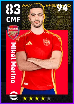 Mikel Merino eFootball 2026 player card — 83 OVR CMF