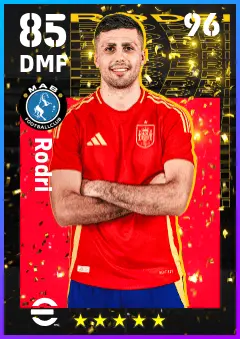 Rodri eFootball 2026 player card — 85 OVR DMF