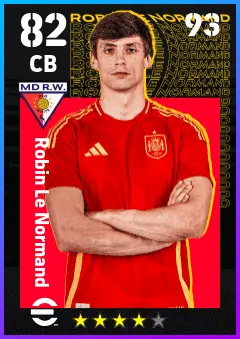 Robin Le Normand eFootball 2026 player card — 82 OVR CB