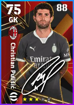 Christian Pulisic eFootball 2026 player card — 75 OVR GK