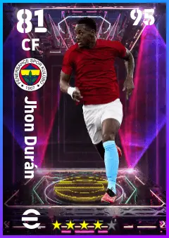 Jhon Duran eFootball 2026 player card — 81 OVR CF