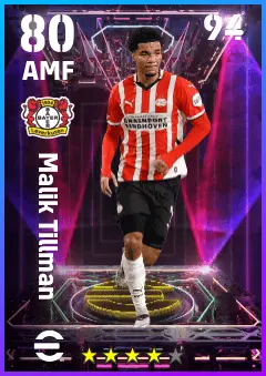 Malik Tillman eFootball 2026 player card — 80 OVR AMF